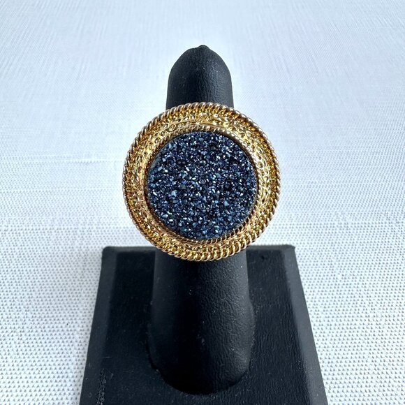 Y2K Gold Tone Statement Druzy Look Ring Size 6 New With Tags - Picture 1 of 11